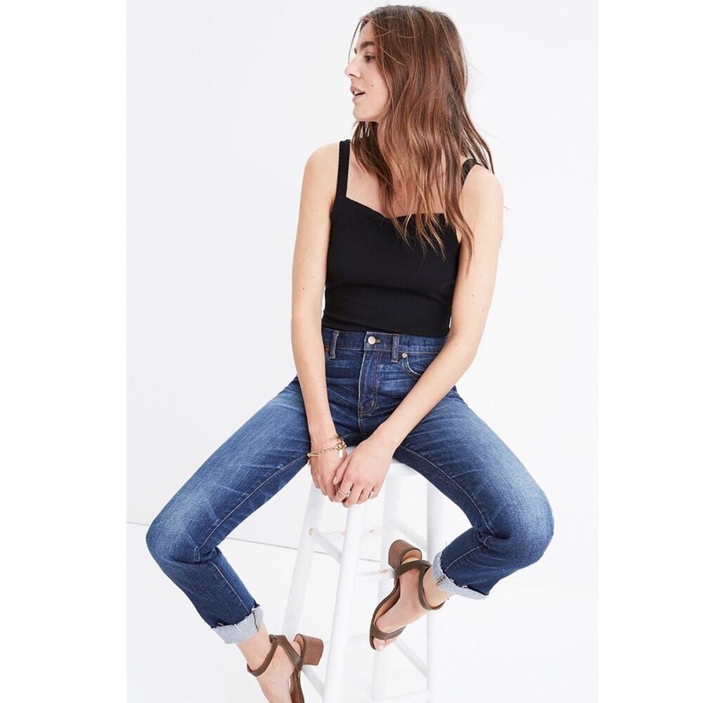 Madewell Boy Jean Distressed Dark Wash Denim Jeans